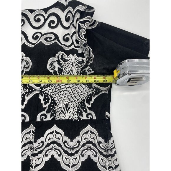 Rabbit Rabbit Rabbit Designs Dress Sz 16 Plus Black White Wedding Career Retro - Picture 6 of 7